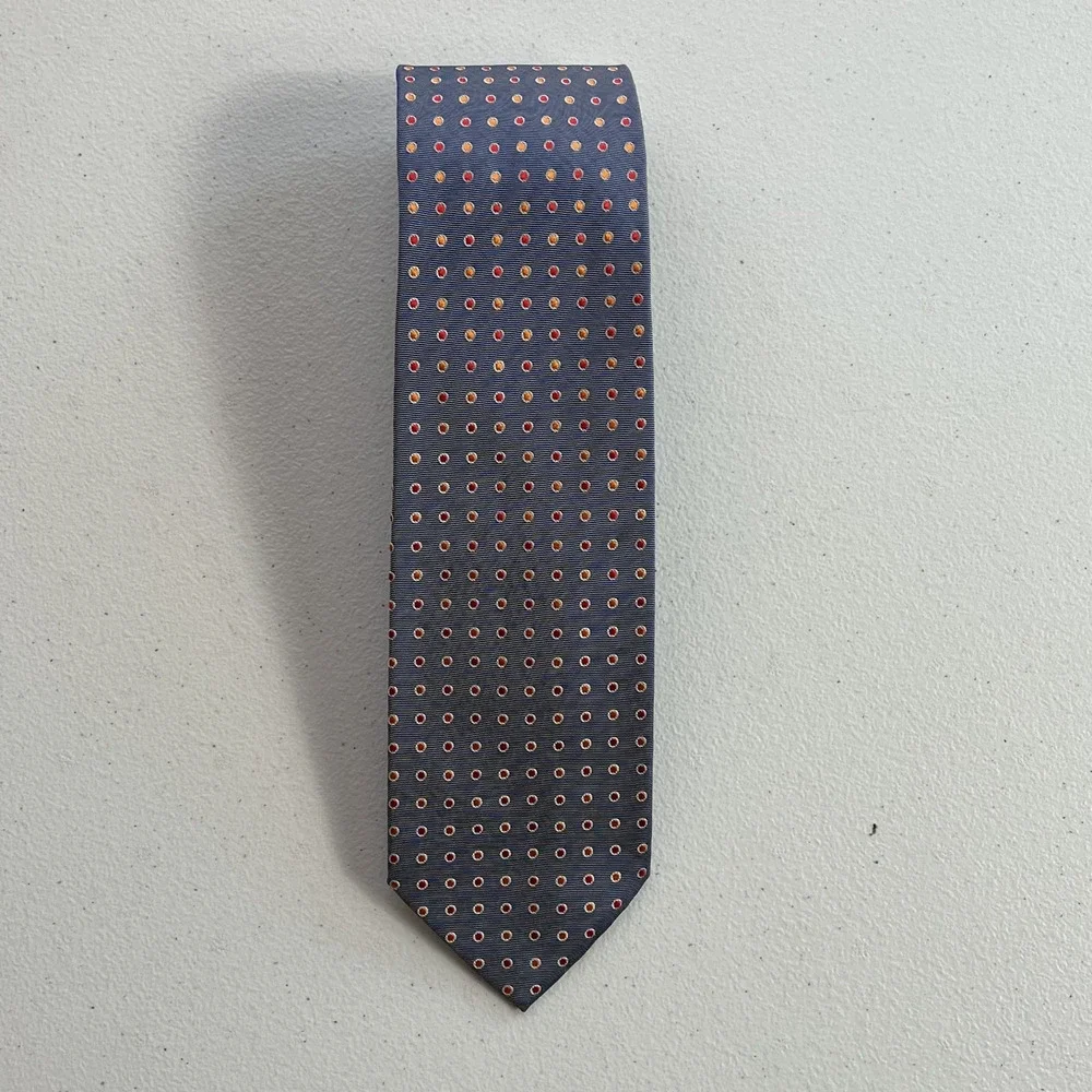 Boss Hugo Boss Necktie Mens Silk Italy Geometric Pattern Dotted Gray Multicolor
